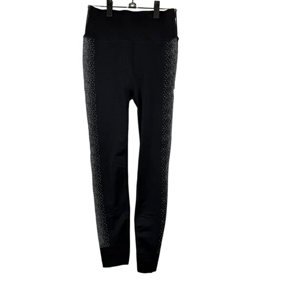 Black & Silver Fabletics High-Waisted Sculptknit Reflective Leggings - Large - Picture 4 of 6